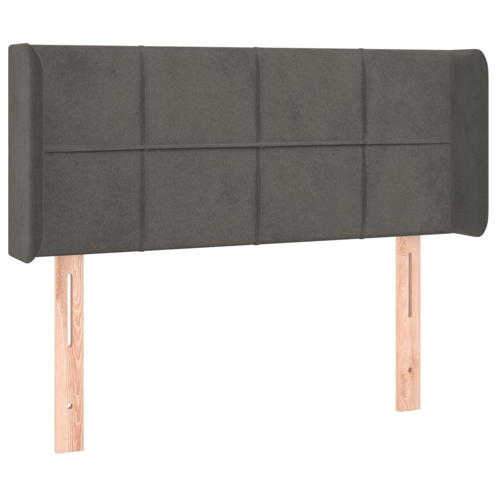 sötétszürke bársony LED-es fejtámla 103 x 16 x 78/88 cm
