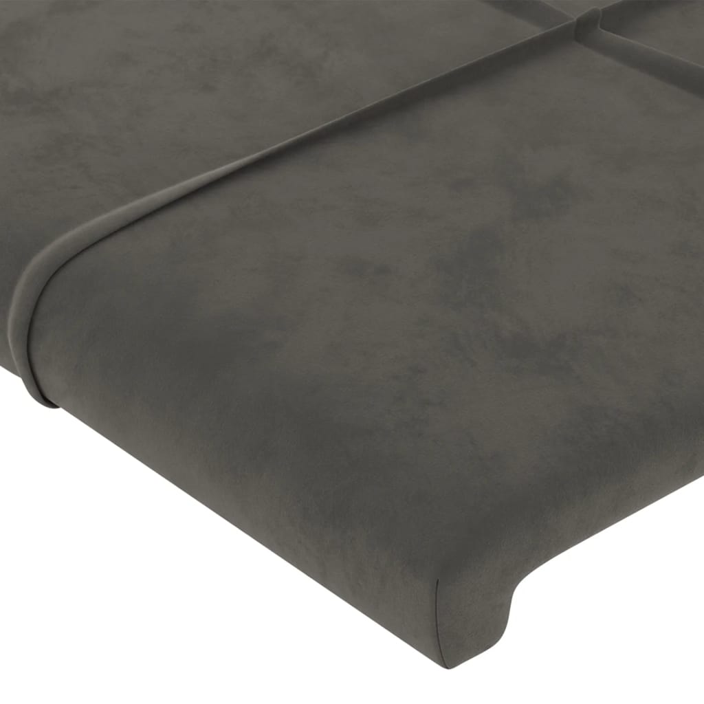 sötétszürke bársony LED-es fejtámla 103 x 16 x 78/88 cm
