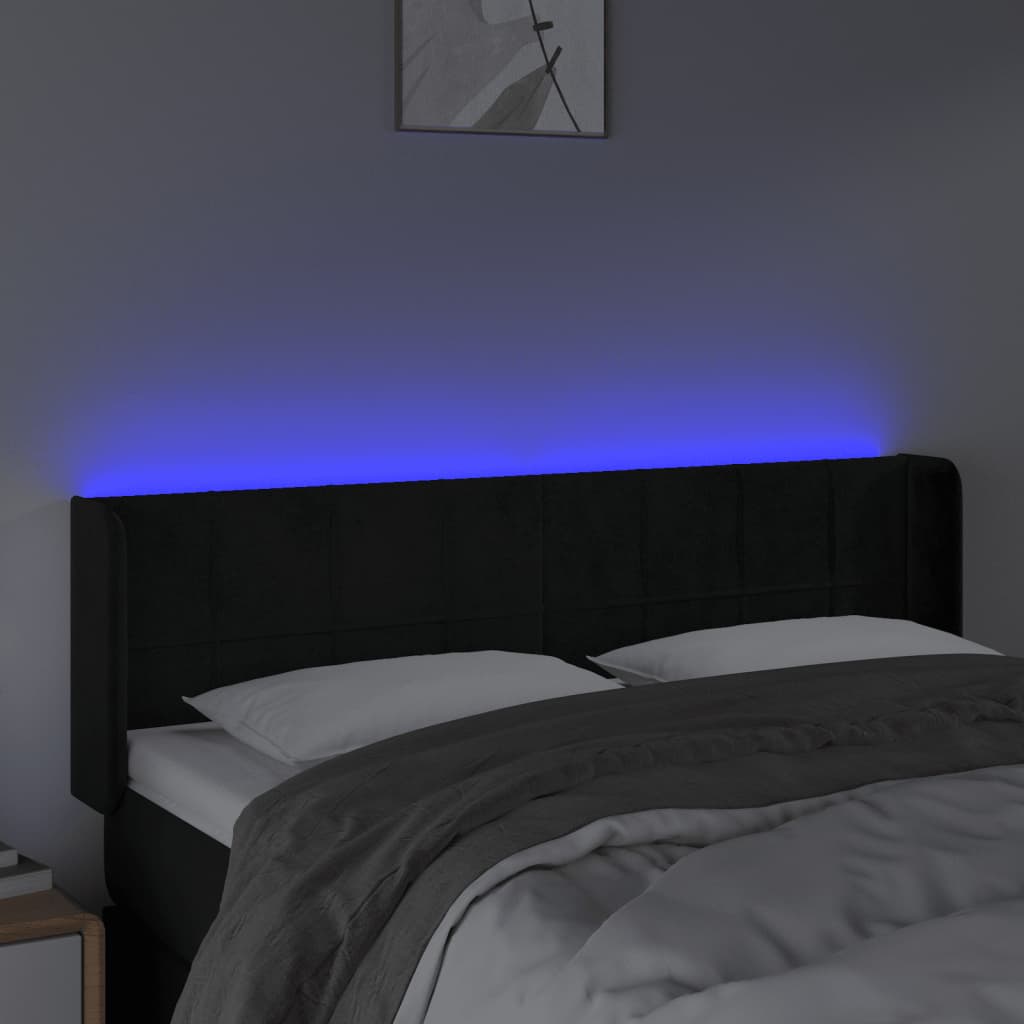 fekete bársony LED-es fejtámla 147 x 16 x 78/88 cm