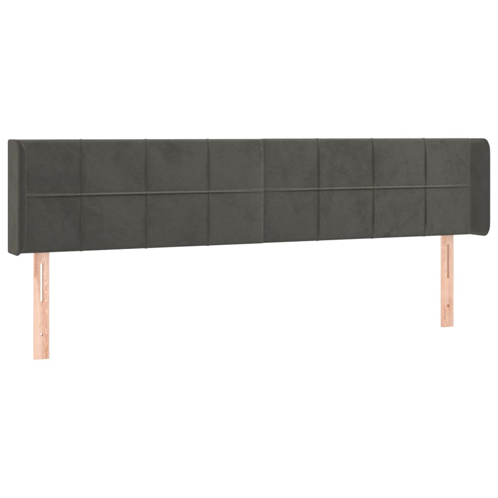 sötétszürke bársony LED-es fejtámla 183 x 16 x 78/88 cm