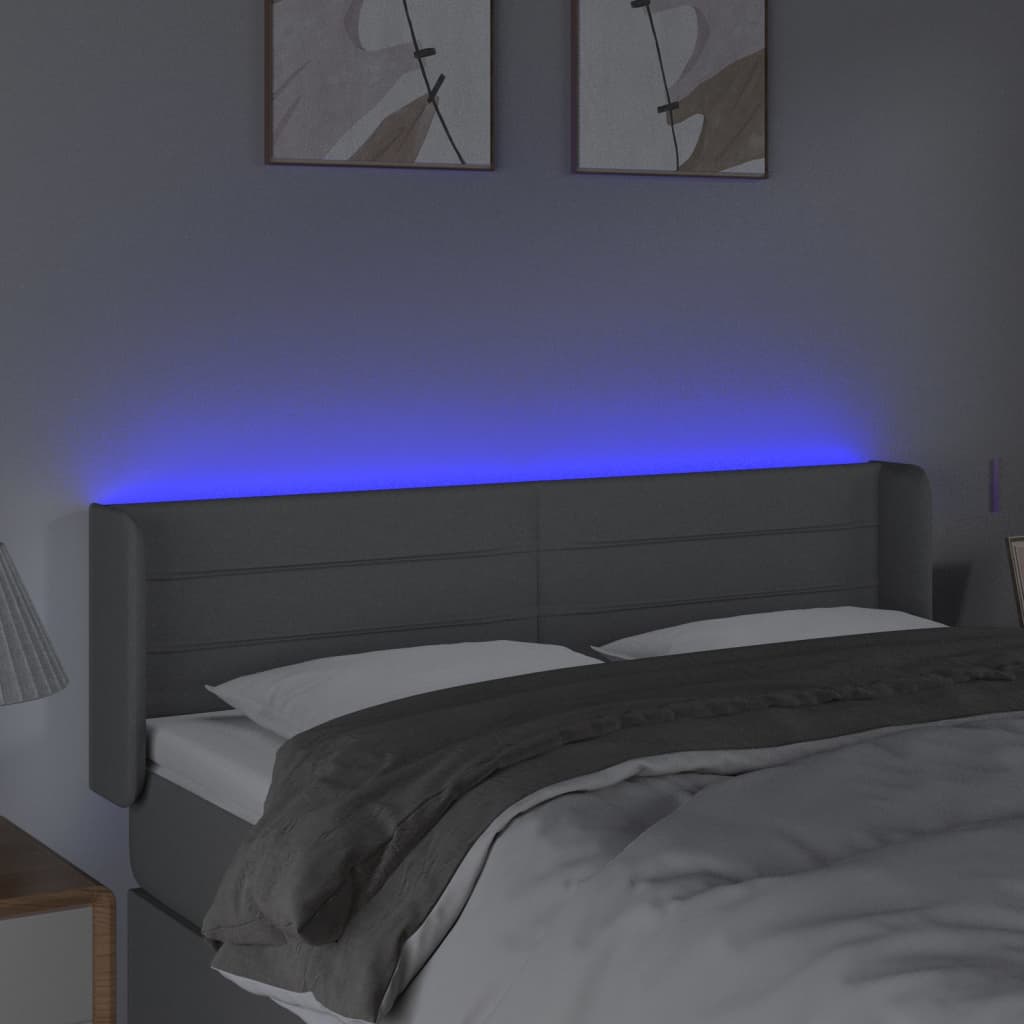 világosszürke szövet LED-es fejtámla 147 x 16 x 78/88 cm