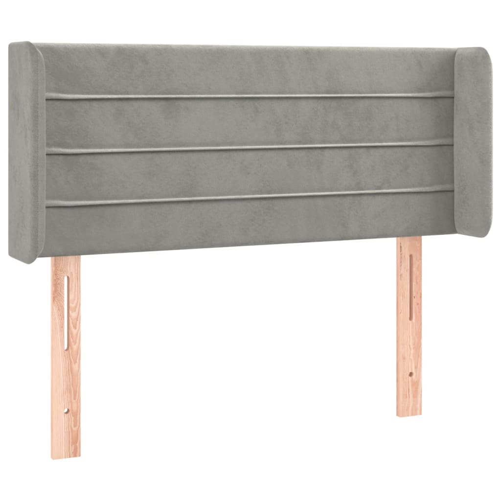 világosszürke bársony LED-es fejtámla 93 x 16 x 78/88 cm