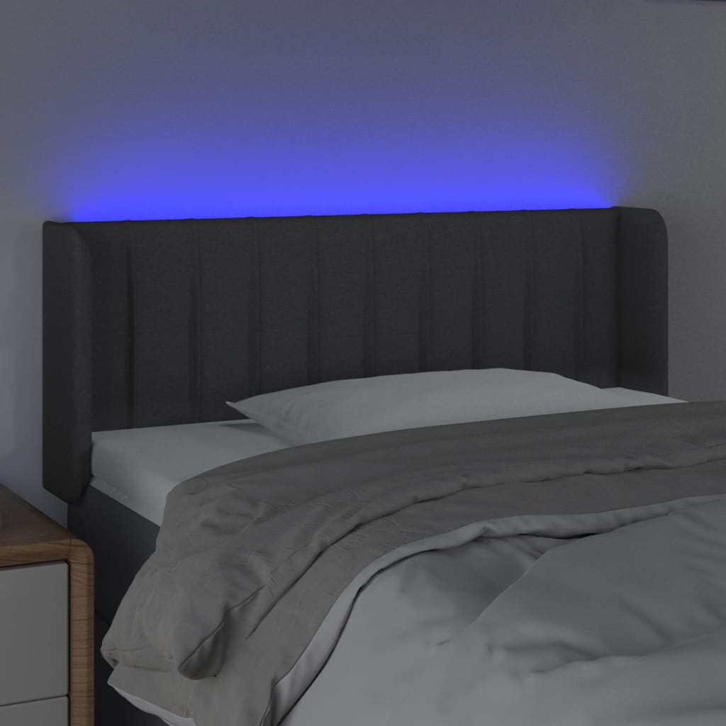 sötétszürke szövet LED-es fejtámla 103 x 16 x 78/88 cm