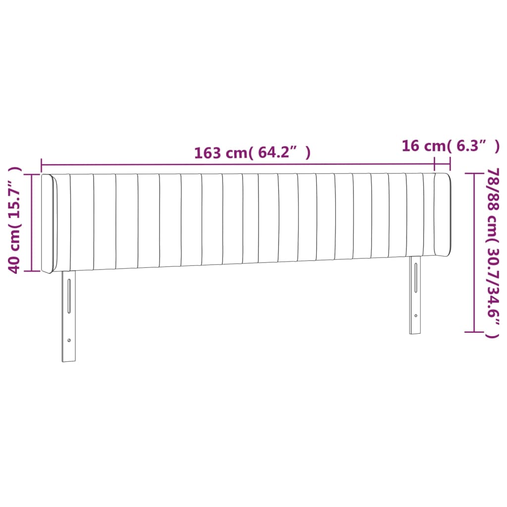 világosszürke szövet LED-es fejtámla 163 x 16 x 78/88 cm