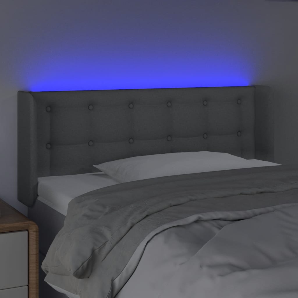 világosszürke szövet LED-es fejtámla 93 x 16 x 78/88 cm