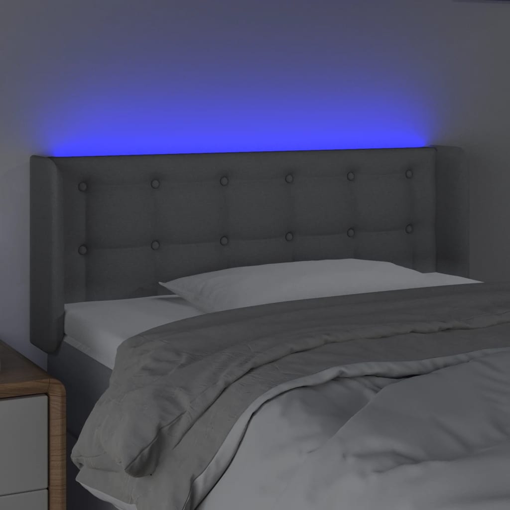 világosszürke szövet LED-es fejtámla 103 x 16 x 78/88 cm