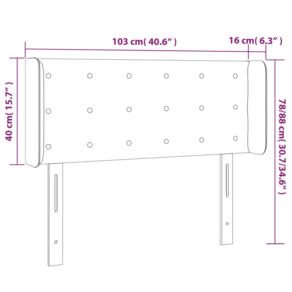 világosszürke szövet LED-es fejtámla 103 x 16 x 78/88 cm