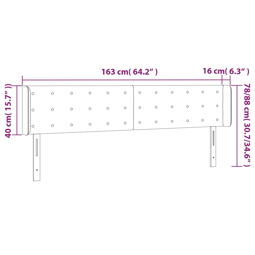 világosszürke szövet LED-es fejtámla 163 x 16 x 78/88 cm