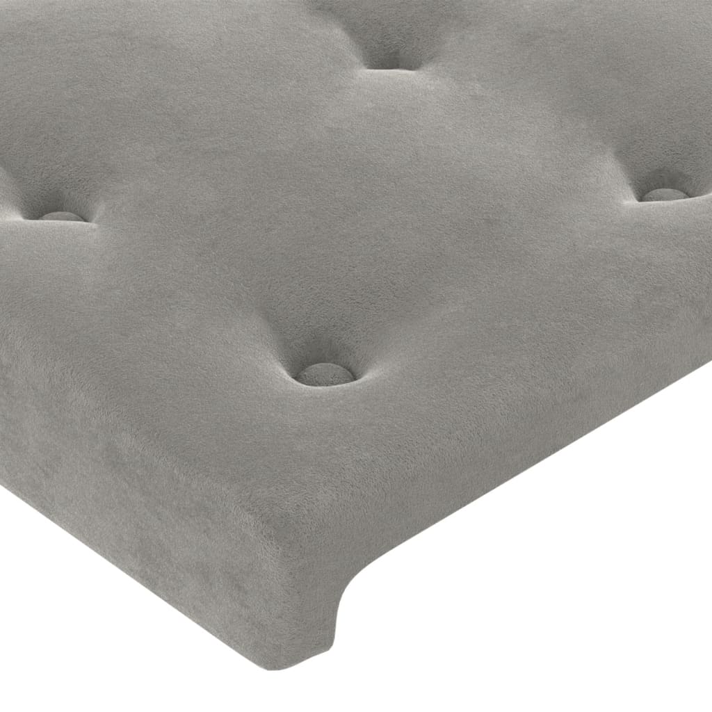 világosszürke bársony LED-es fejtámla 147 x 16 x 78/88 cm