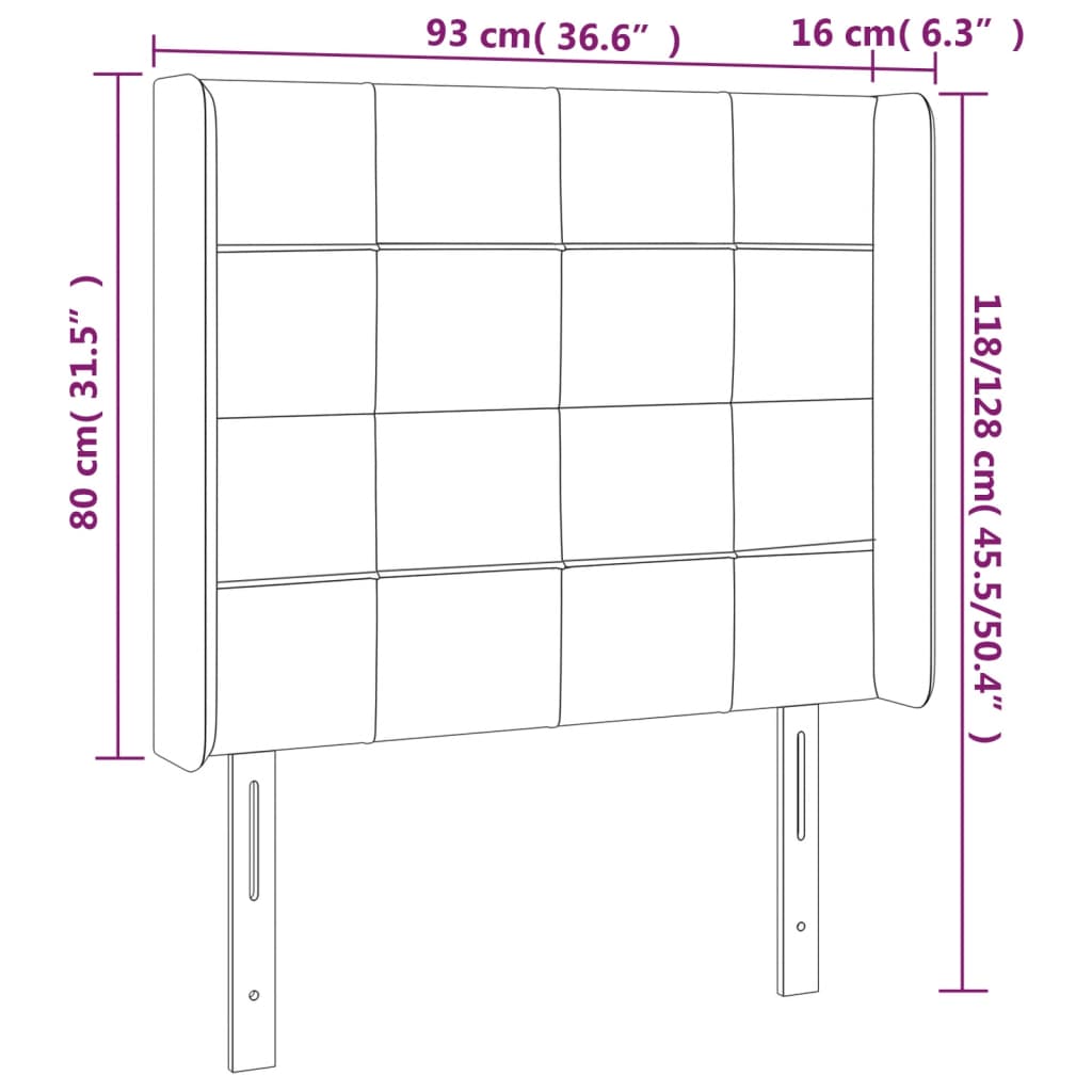 sötétszürke szövet LED-es fejtámla 93x16x118/128 cm