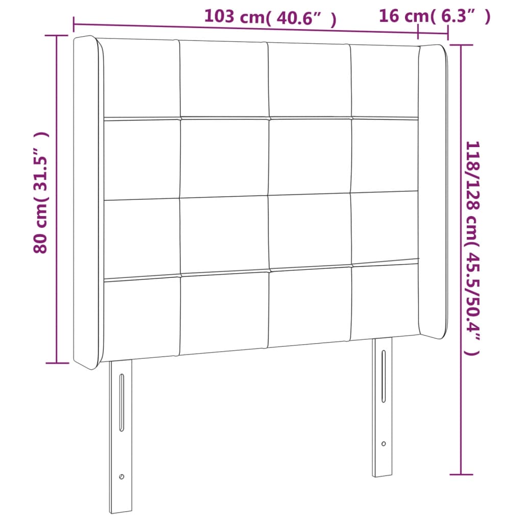 világosszürke szövet LED-es fejtámla 103x16x118/128 cm