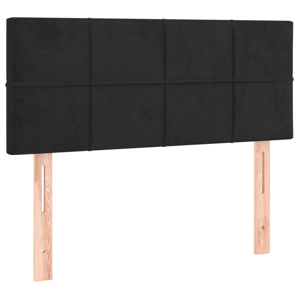fekete bársony rugós ágy matraccal 90 x 200 cm