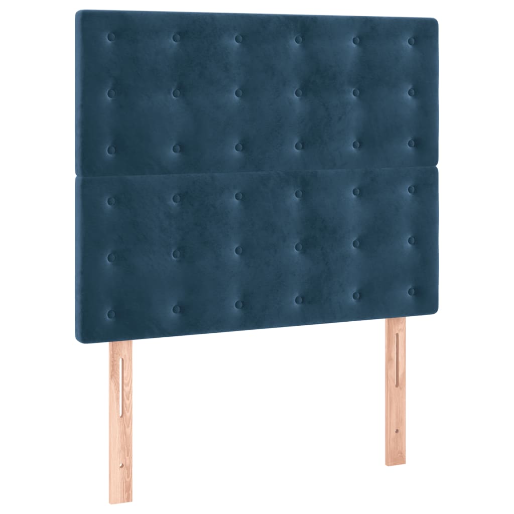 sötétkék bársony rugós ágy matraccal 80 x 200 cm