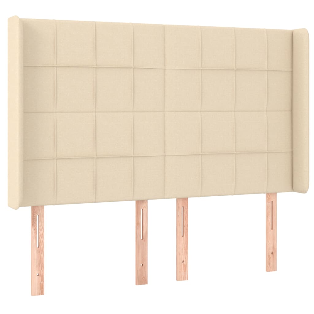 krémszínű szövet rugós és LED-es ágy matraccal 140x190cm
