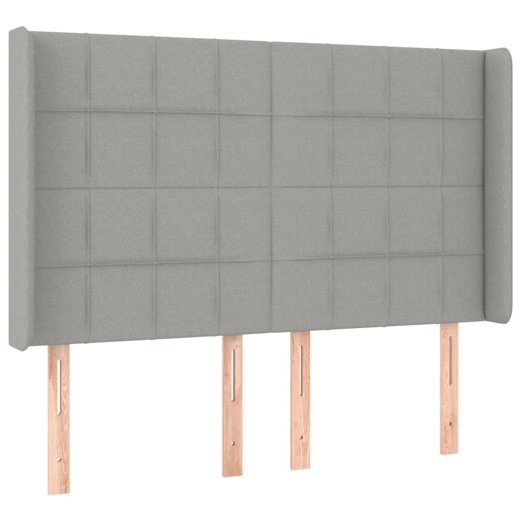 világosszürke szövet rugós és LED-es ágy matraccal 140x190 cm