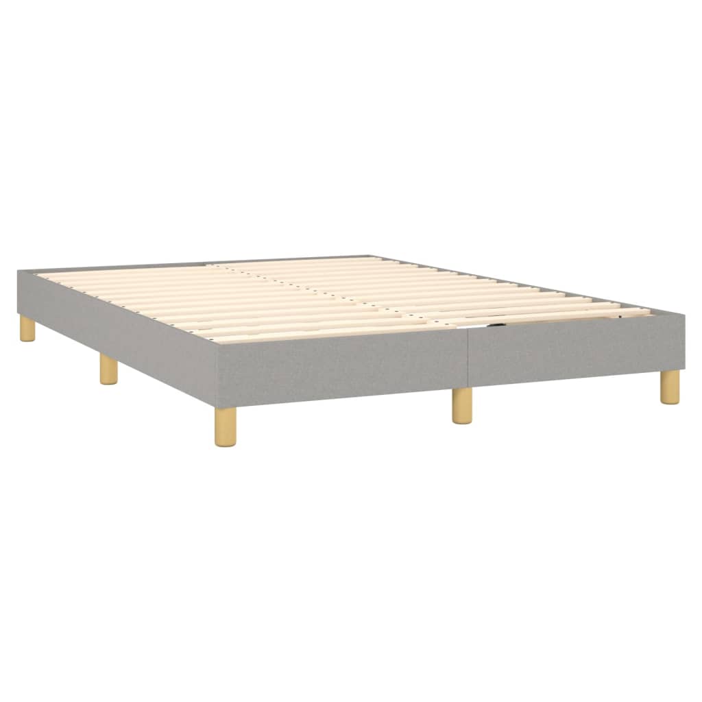 világosszürke szövet rugós és LED-es ágy matraccal 140x190 cm