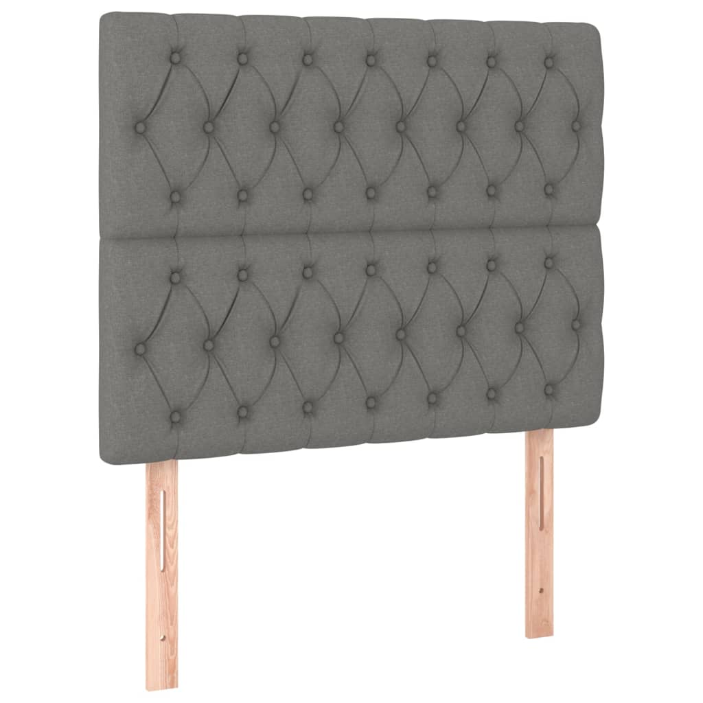 sötétszürke szövet rugós és LED-es ágy matraccal 120 x 200 cm