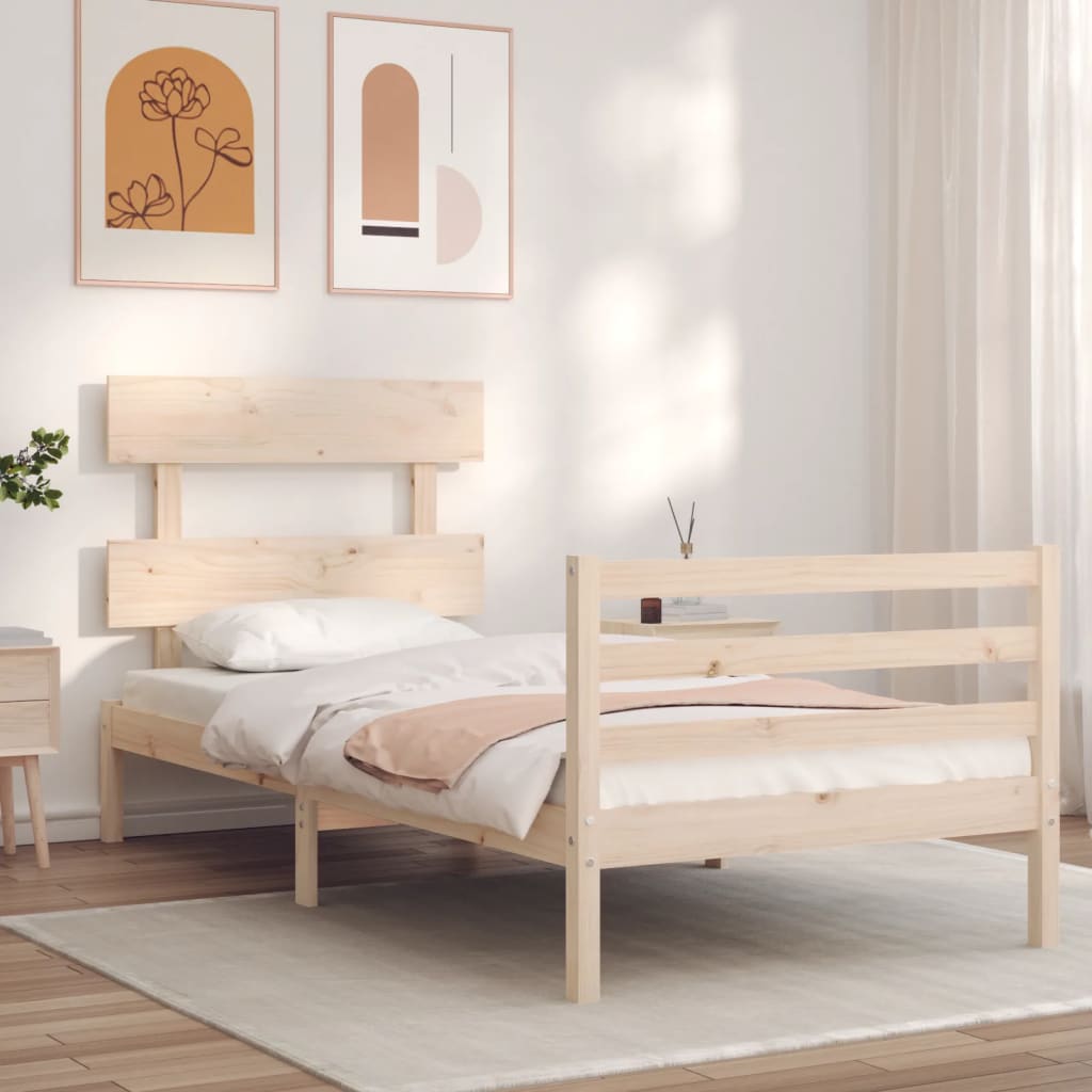 tömör fa ágykeret fejtámlával 90 x 200 cm
