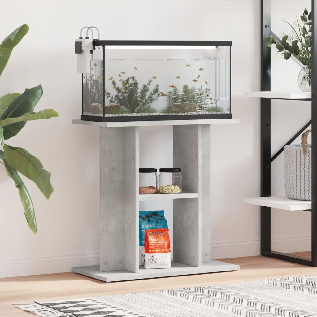 betonszürke akváriumállvány 60 x 30 x 60 cm rétegelt fából