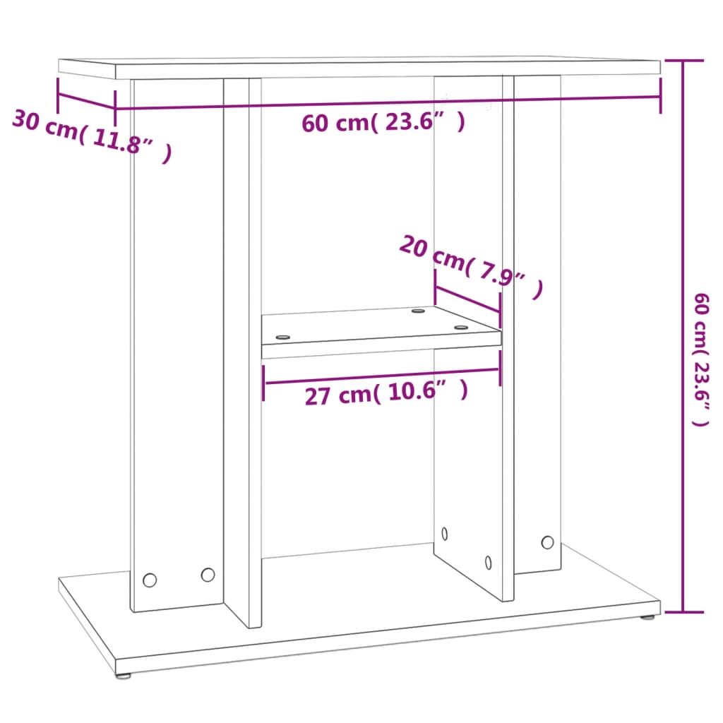 füstölt tölgyfa akváriumállvány 60 x 30 x 60 cm rétegelt fából