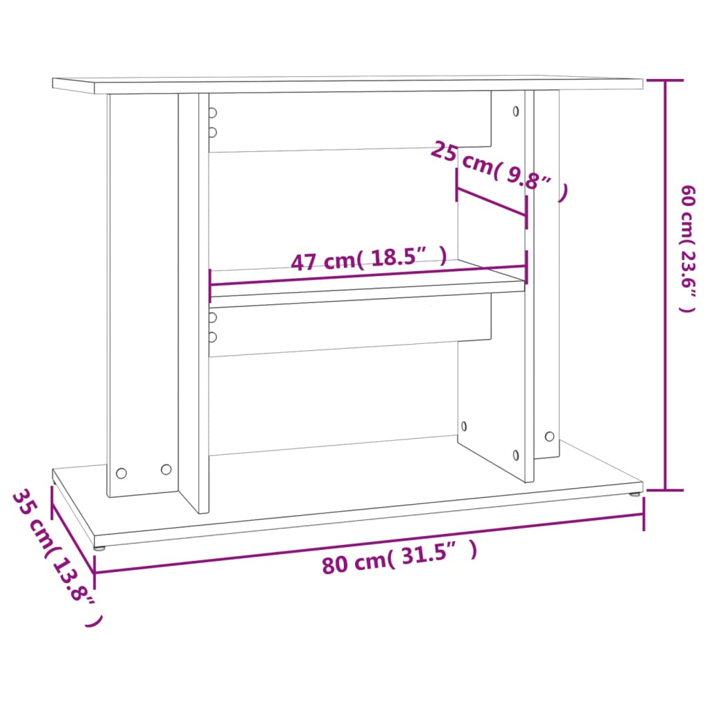 betonszürke akváriumállvány 80 x 35 x 60 cm rétegelt fából
