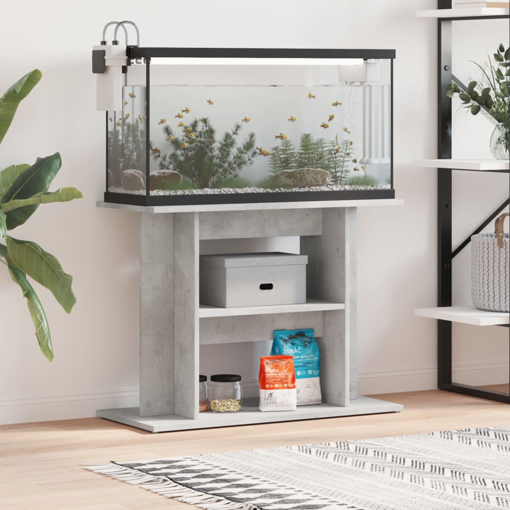 betonszürke akváriumállvány 80 x 35 x 60 cm rétegelt fából