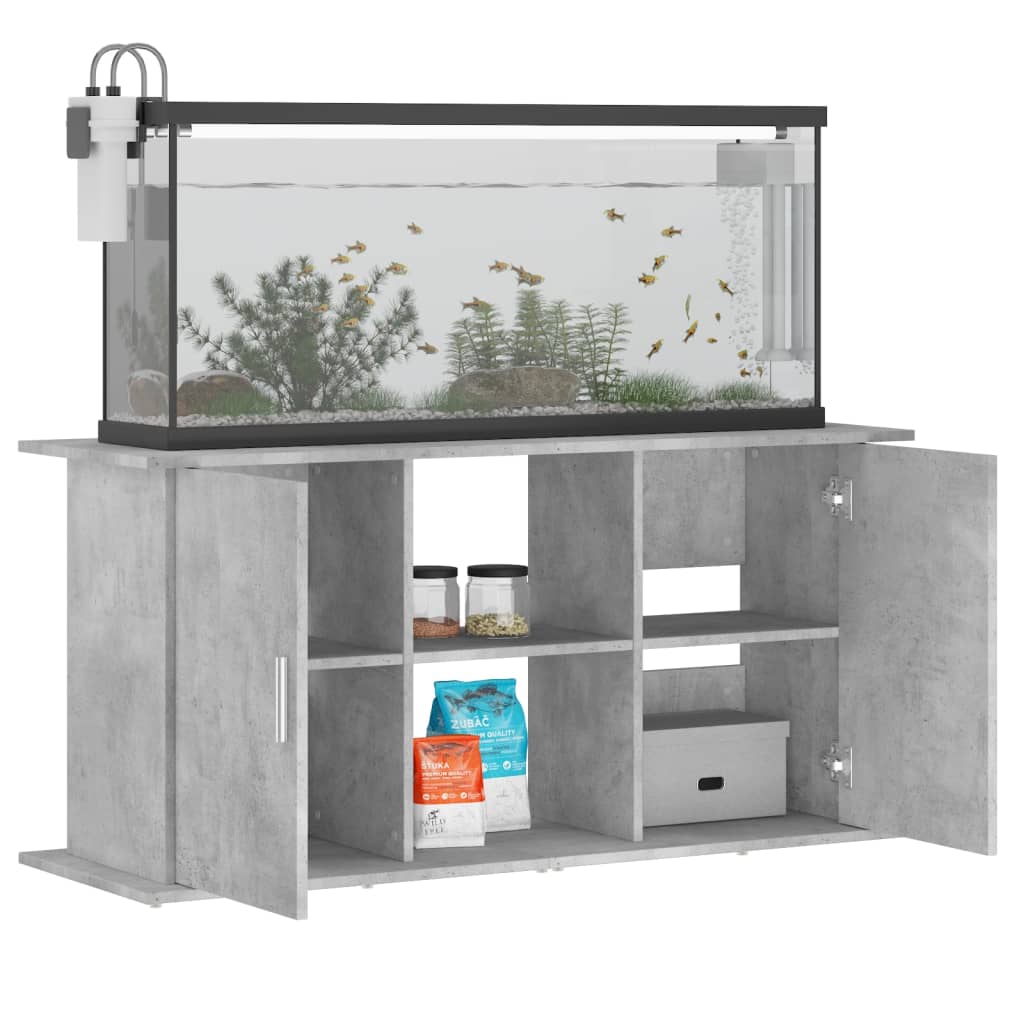 betonszürke akváriumállvány 121 x 41 x 58 cm rétegelt fából