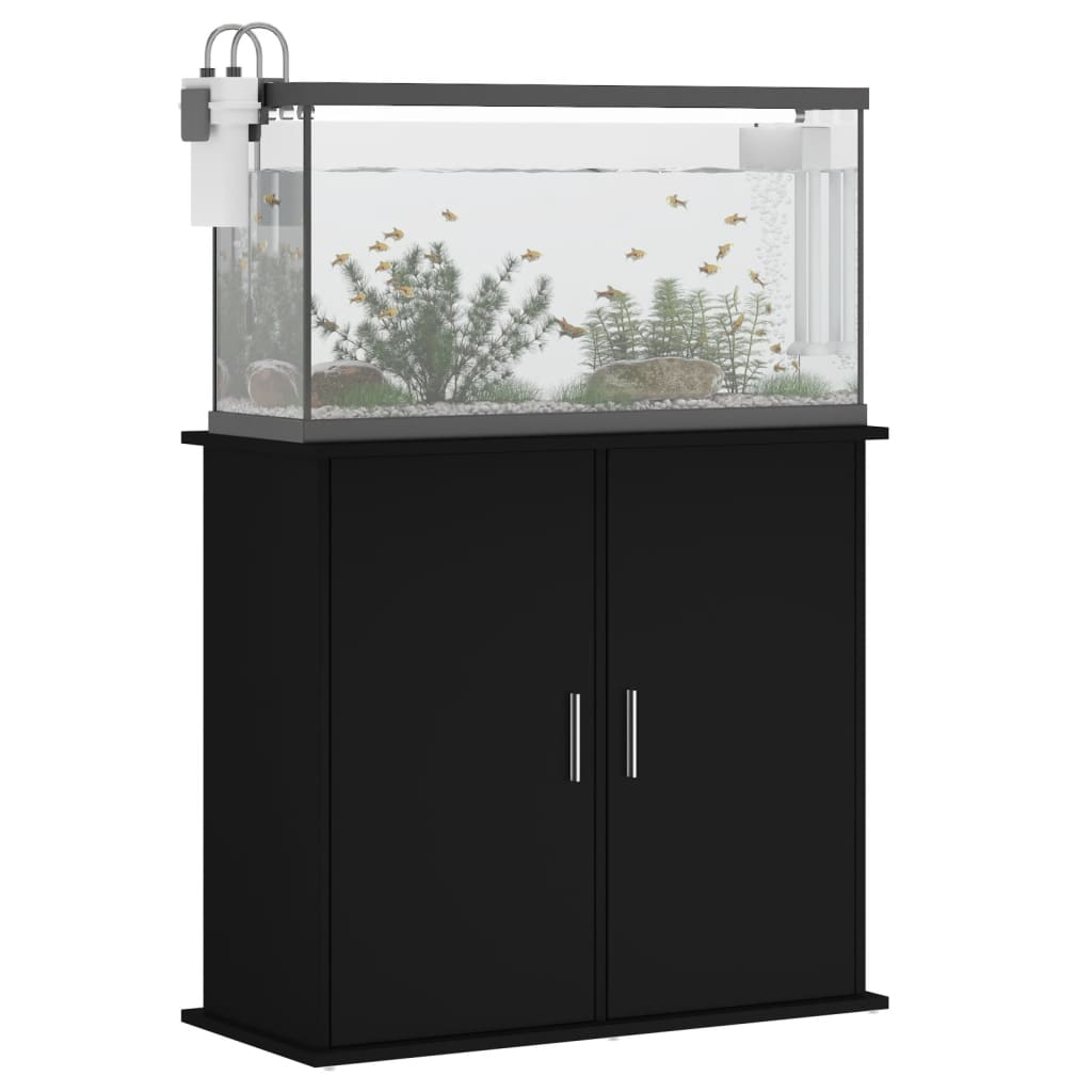 fekete szerelt fa akváriumi állvány 81x36x73 cm