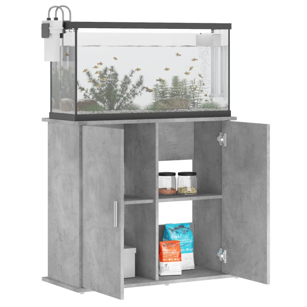 betonszürke akváriumállvány 81 x 36 x 73 cm rétegelt fából
