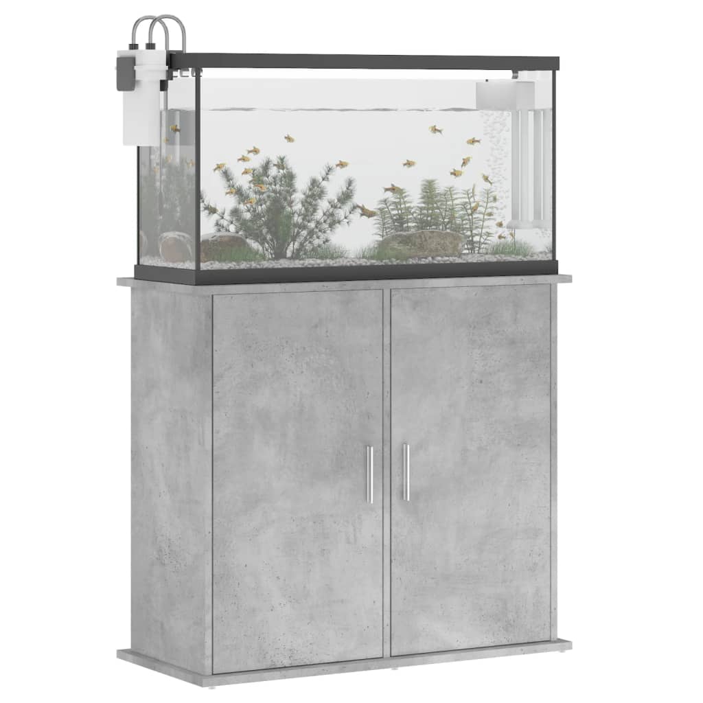 betonszürke akváriumállvány 81 x 36 x 73 cm rétegelt fából