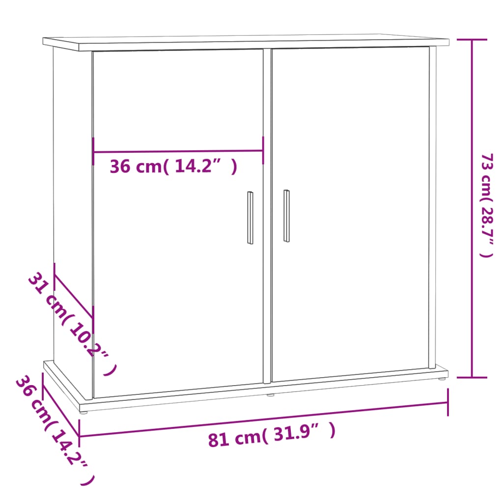 betonszürke akváriumállvány 81 x 36 x 73 cm rétegelt fából