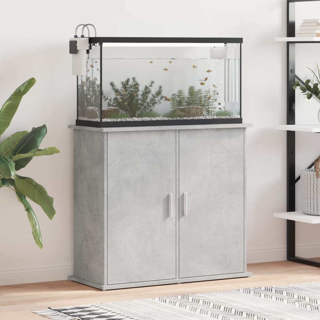 betonszürke akváriumállvány 81 x 36 x 73 cm rétegelt fából