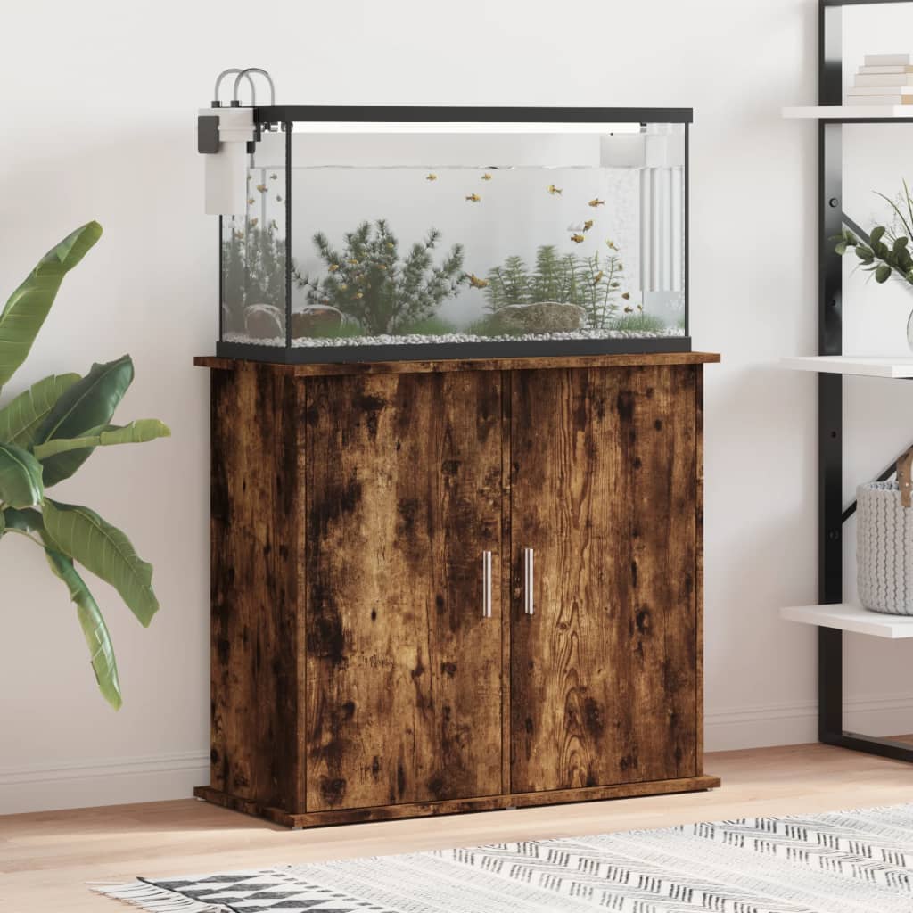 sonoma tölgyszínű szerelt fa akváriumtartó állvány 81x36x73 cm