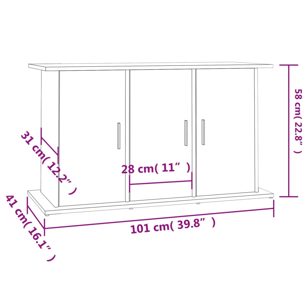 betonszürke akváriumállvány 101 x 41 x 58 cm rétegelt fából
