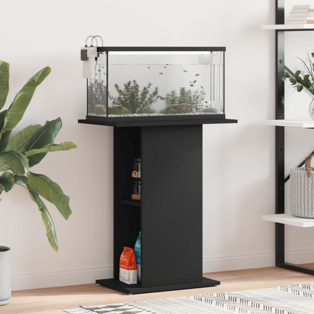 fekete szerelt fa akváriumi állvány 60,5x36x72,5 cm