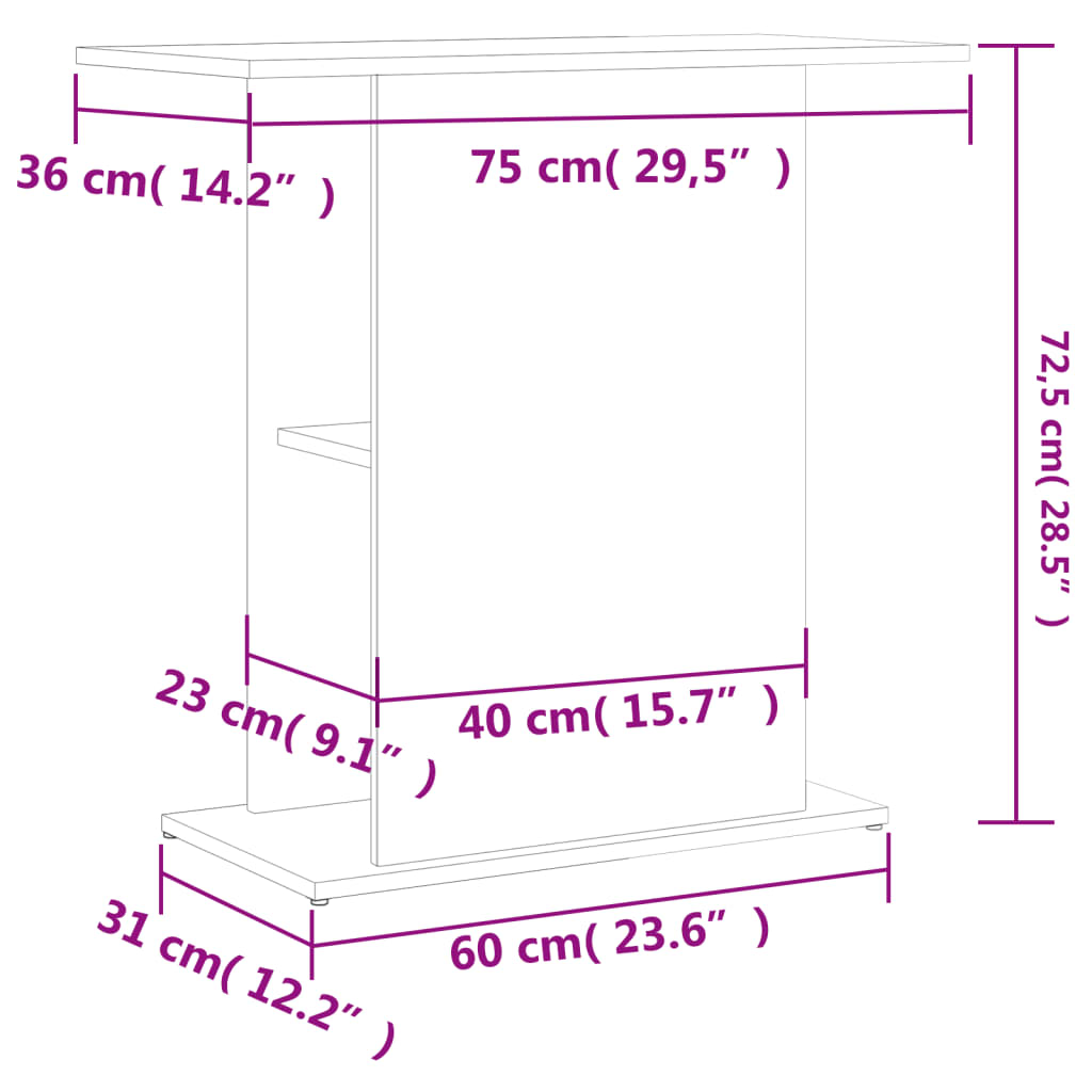 fehér akváriumállvány 75 x 36 x 72,5 cm rétegelt fából