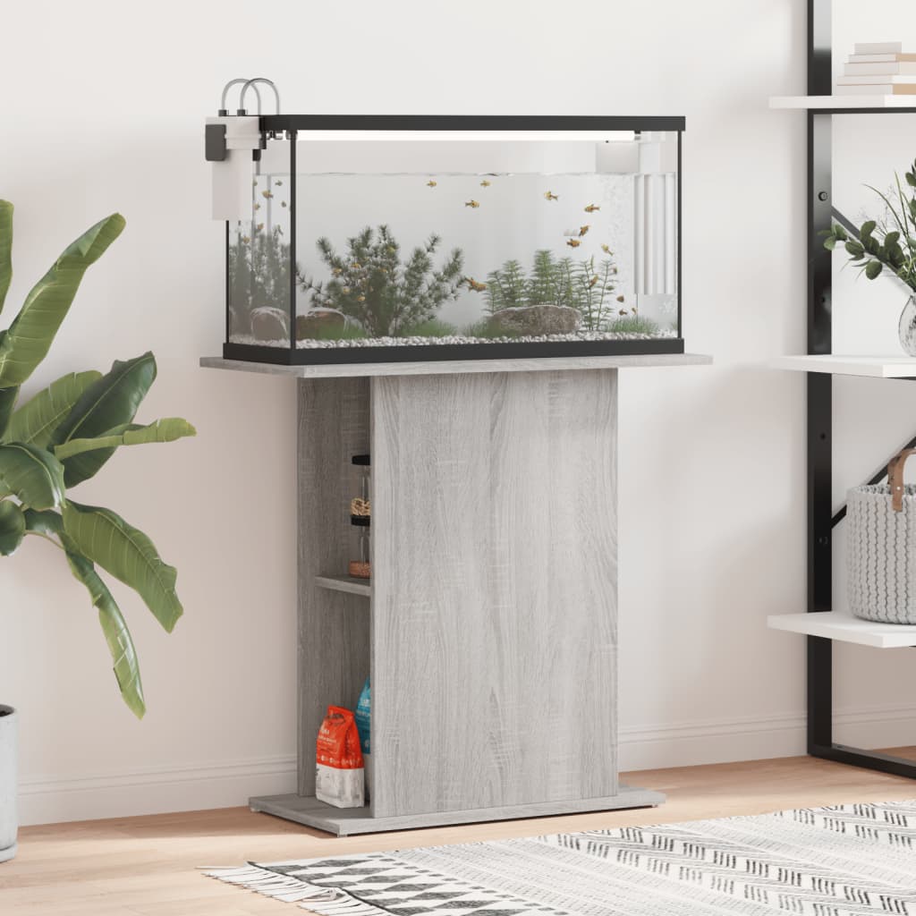 szürke sonoma szerelt fa akváriumi állvány 75x36x72,5 cm