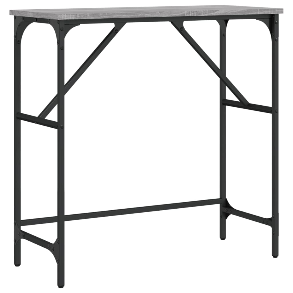szürke sonoma színű szerelt fa konzolasztal 75x32x75 cm