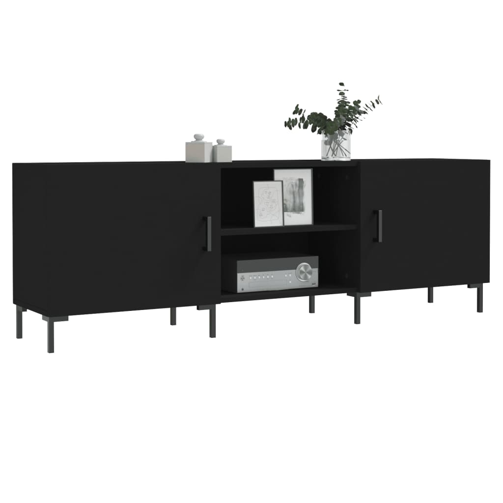 fekete szerelt fa TV-szekrény 150 x 30 x 50 cm