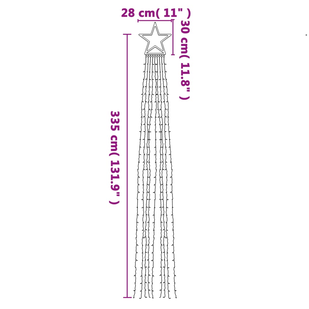 hideg fehér 320 LED-es karácsonyfafüzér 375 cm