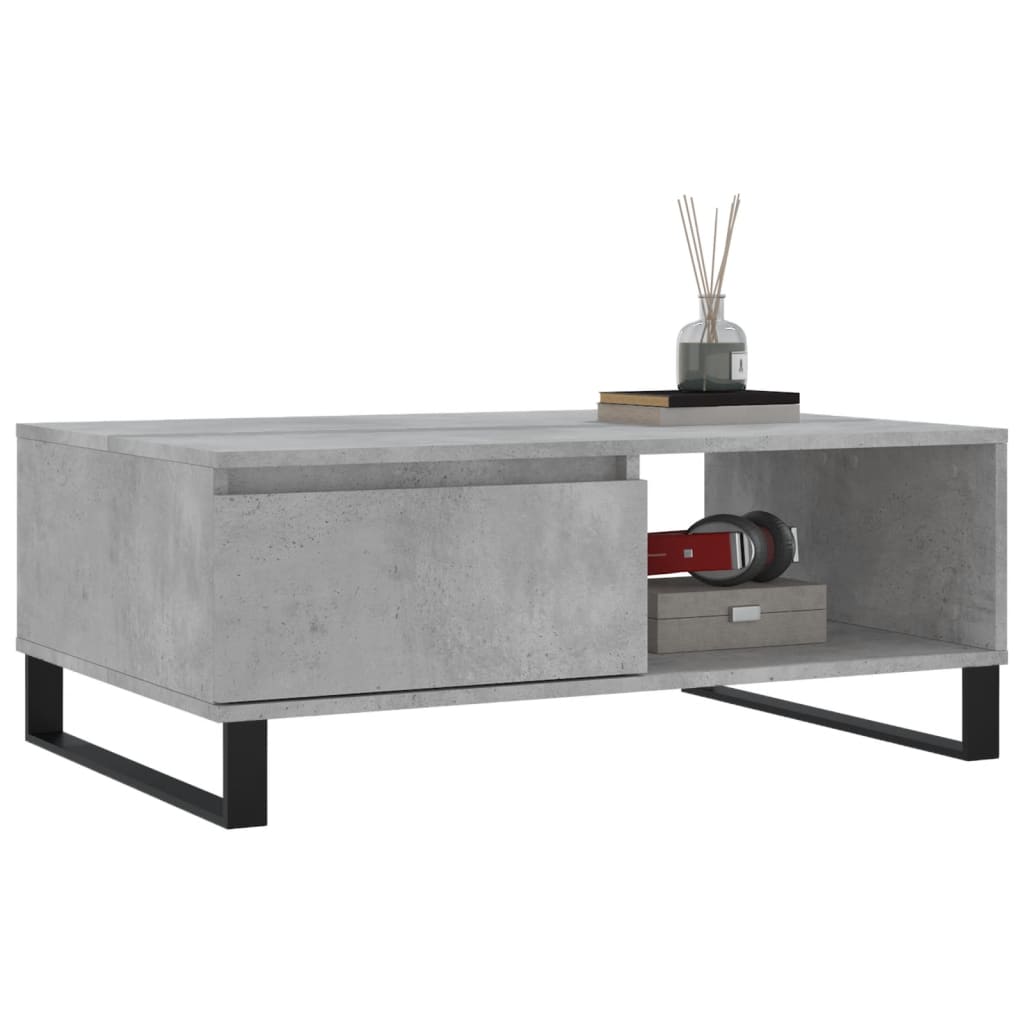 betonszürke szerelt fa dohányzóasztal 90 x 60 x 35 cm