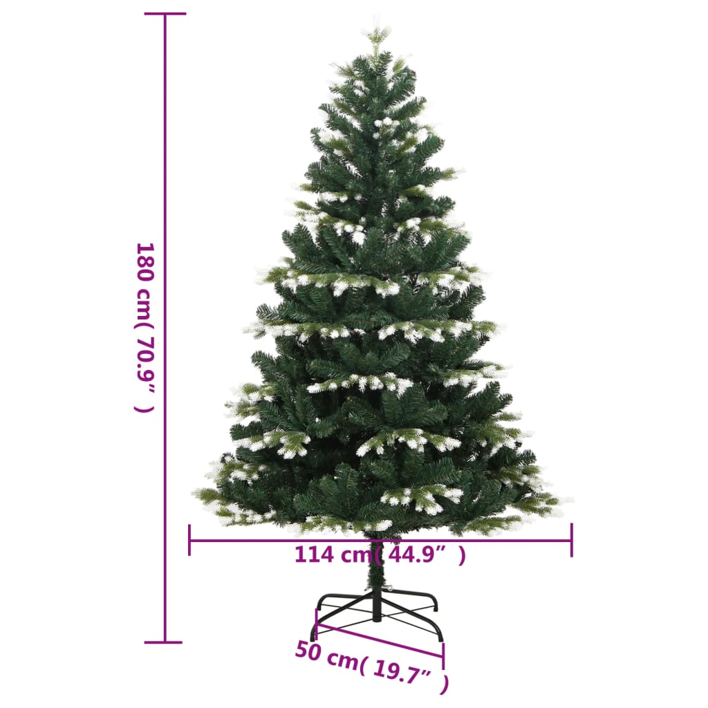 csuklópántos műkarácsonyfa hóval 180 cm