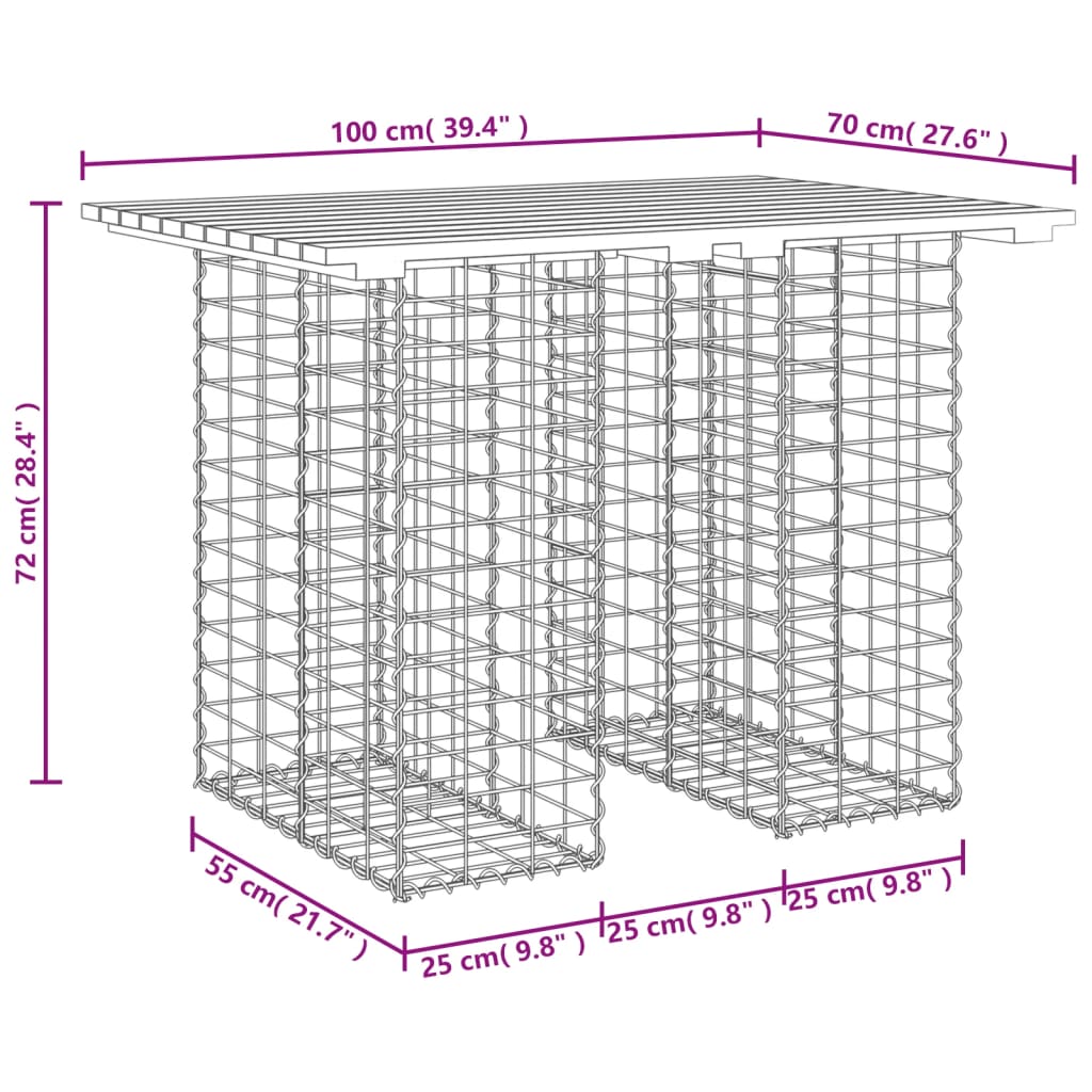 tömör duglászfenyő gabion kerti pad 100x70x72 cm