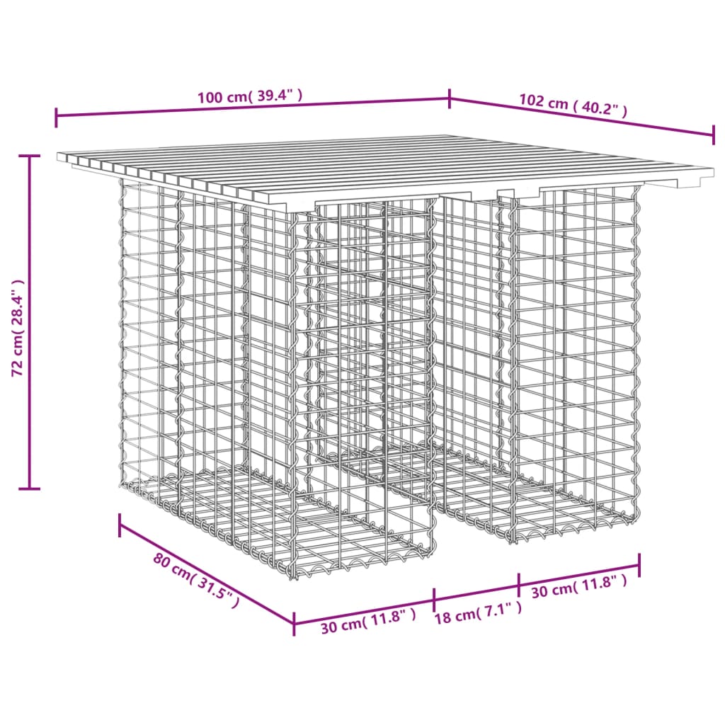 tömör duglászfenyő gabion kerti pad 100x102x72 cm