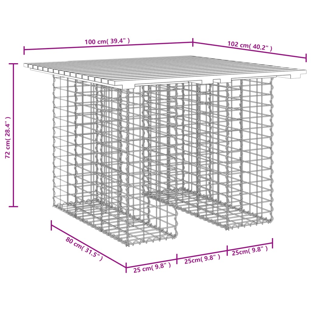 tömör duglászfenyő gabion kerti pad 100x102x72 cm