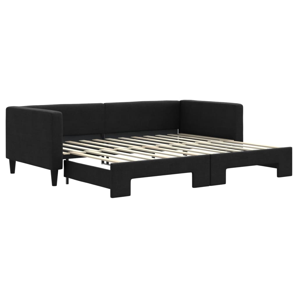 fekete kihúzható szövet heverő 90x200 cm