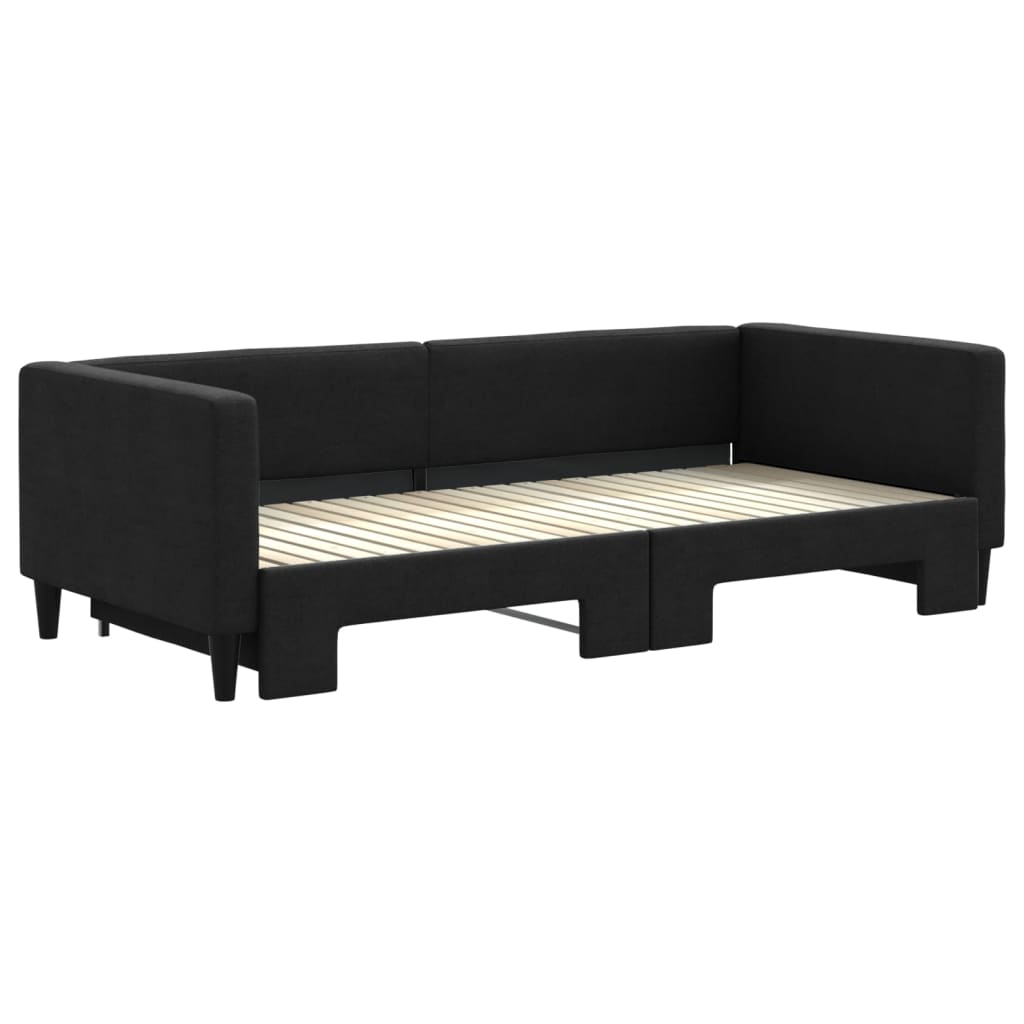 fekete kihúzható szövet heverő 90x200 cm