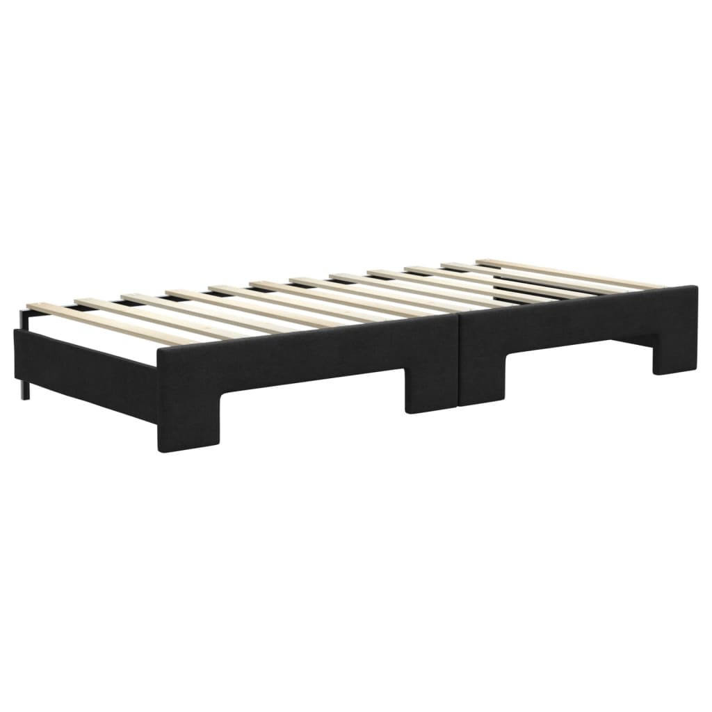 fekete kihúzható szövet heverő fiókokkal 90 x 200 cm