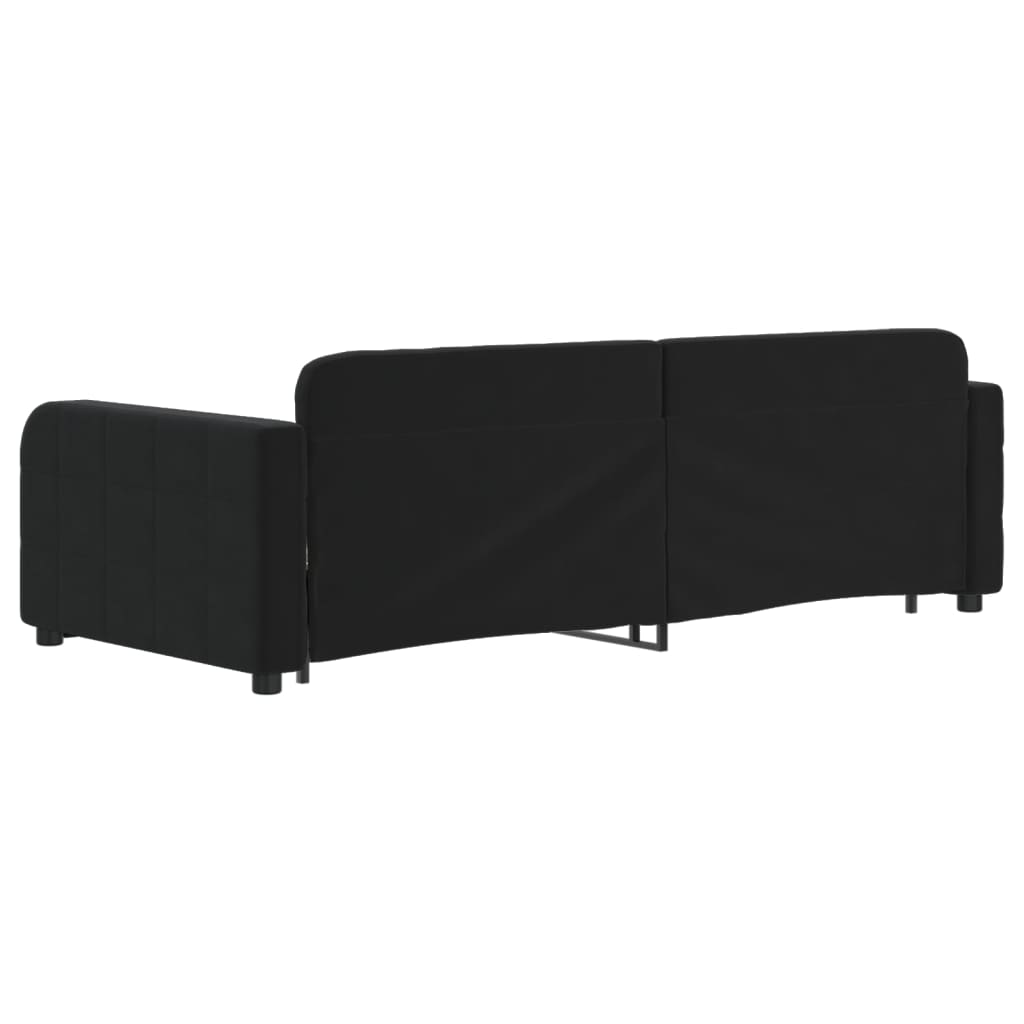 fekete kihúzható bársony heverő 90x200 cm