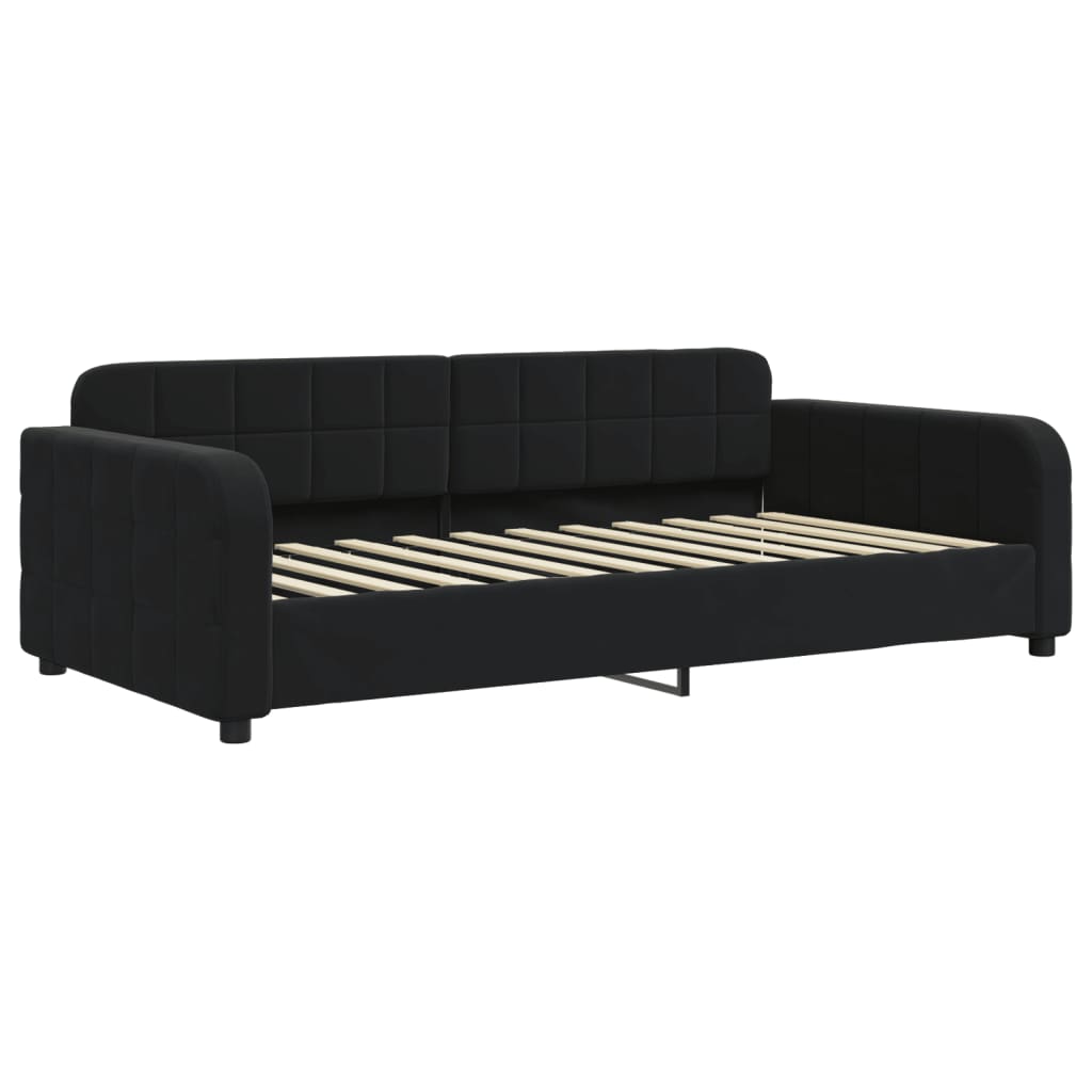 fekete kihúzható bársony heverő 90x200 cm